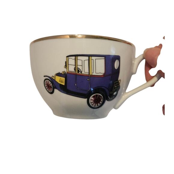 Princess House Porcelain Teacup & Saucer Vintage Car Design Inscribed Gold Trim - Picture 3 of 10